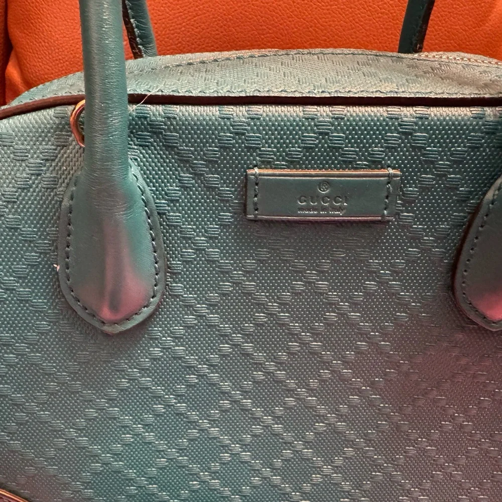 Gucci Bright Diamanté Satchel Bag in Teal Blue - Picture 3 of 12